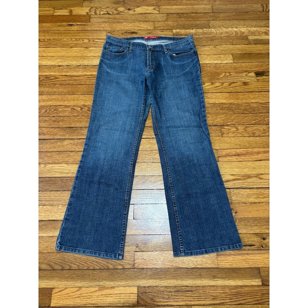 Express X2 Women’s Low-Rise Bootcut Jeans Dark Wash Blue Sz 12 Denim W4 y2k